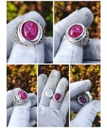 Natural Mozambique Ruby 15.10 carat silver Java carved round style ring - $326.30