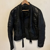 Vintage  Wilsons Black 100% Leather Biker Jacket  Sz XL - $187.11