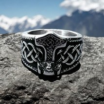 Bold Viking-Inspired Celtic Knot Ring with Norse Symbol | Men&#39;s Jewelry - £16.22 GBP