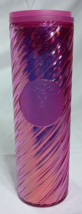 2022 Starbucks Pink Holiday Candy Cane Swirl Acrylic Tumbler 16oz Travel Mug - £11.03 GBP