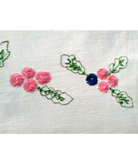 Lovely Vintage Pom Pom Floral Handwork Linen Cotton Dresser Scarf Table ... - £15.63 GBP
