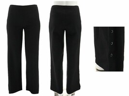 Isaac Mizrahi Black 24/7 Wide Leg Stretch Pants w/Snaps A351093 Size 6 NIP - $44.99