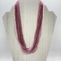 Multi Strand Purple Glass Seed Bead 20&quot; Necklace Lavender Simulated  Pearls - £17.23 GBP