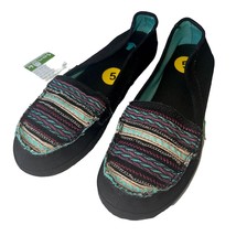 Sanuk Shoes Womens 5 Black Aqua Slip On Canvas Lightweight Sidewalk Surf... - £23.61 GBP