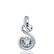 925 Sterling Silver S drop water Pendant Necklace with big  AAA CZ crystal  Wome - £19.15 GBP