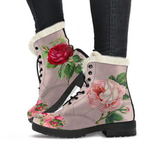 Faux Fur Combat Boots - Vintage Style Flowers #101 | Boho Shoes, Handmad... - $79.95