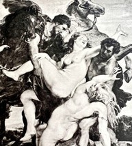 Rubens Abduction Of Leucippus Daughters Print 1939 Gray Tone Mythology A... - $24.99