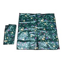 Longaberger Green Floral Fabric Napkin Set Of Two Hunter Green Basket Li... - £18.35 GBP