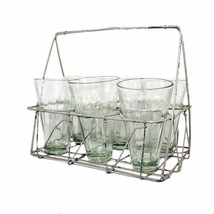 Rectangular Galvanized Wire Caddy with 6 Glasses - $115.82