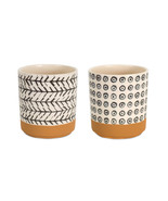 Geometric Patterned Pot with Terra Cotta Accent (Set of 4) - $1,101.86 MXN