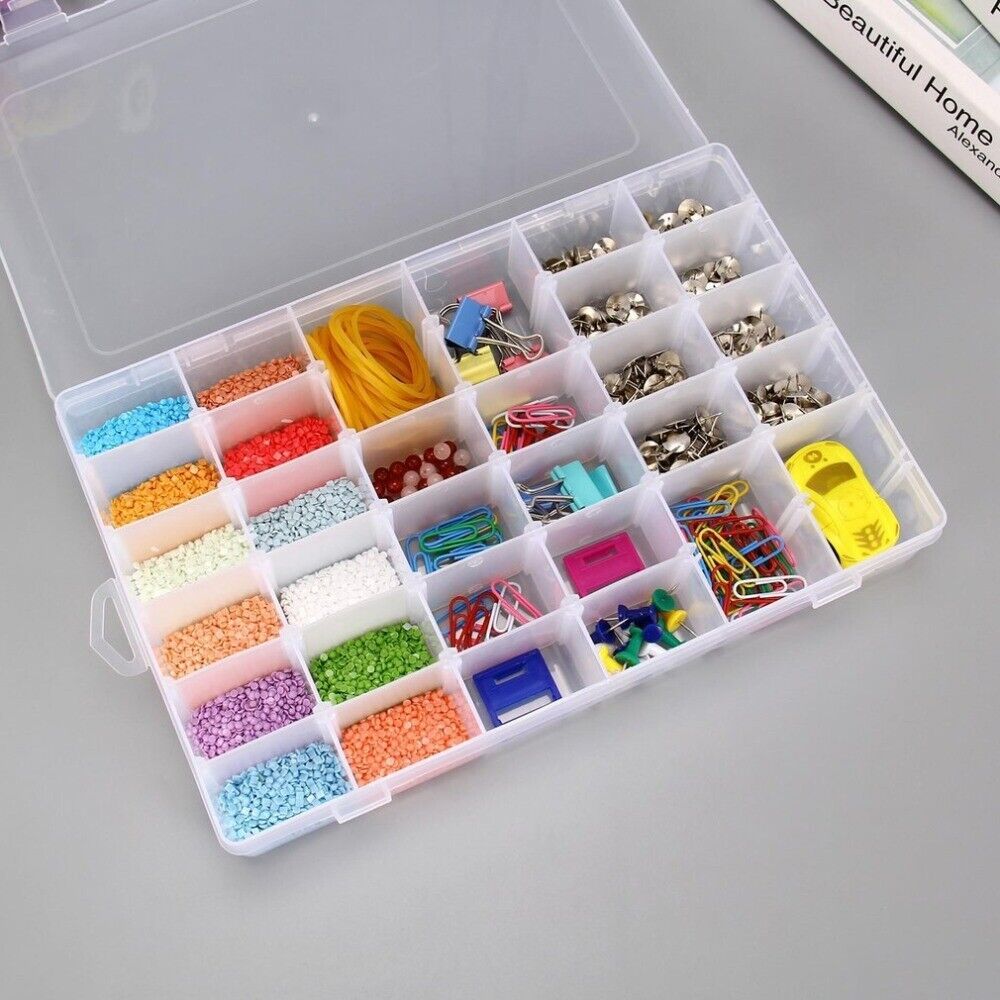Primary image for 36 Slots Clear Plastic Jewelry Storage Box Beads Case Organizer Tools W/Dividers