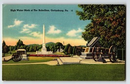 High Water Mark Of The Rebellion Gettysburg Pennsylvania Linen Postcard Cannons - £4.94 GBP