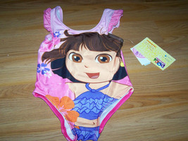 Size 12 Months Dora the Explorer One Piece Swimsuit Bathing Swim Suit Pink New - $14.00