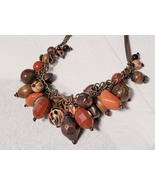 Natures Colors Bead &amp; Antique Brass Chain Necklace 18-20 Inches - $7.95
