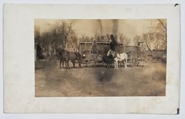 RPPC Young Farmers with Horse Teams Wagon Thresher and Barns Postcard C24 - £11.76 GBP