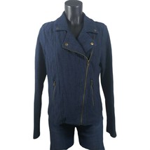 Skies Are Blue Jacket Women&#39;s M - Distressed Moto Navy Blue  - £13.23 GBP