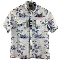 CHAPS Ralph Lauren Shirt Men&#39;s XXL White Performance UPF 50 Button SS Hawaiian - £31.29 GBP