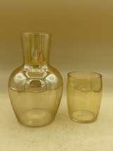 Vintage Marigold Glass Tumble Up 7” Bedside Water Carafe Decanter - $26.72