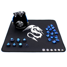 D&amp;D Metal Dice Set with Play Mat, Dice Bag and Counters - Blue - $39.90