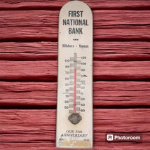 Vintage 1941 Wood Thermometer First National Bank 50th Anniversary 12”H ... - $47.03