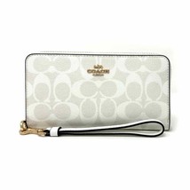 Coach Long Zip Around Wallet in Signature Canvas Chalk Glacier White C4452 New - £118.48 GBP