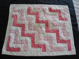 Chaps Pink &amp; White Patchwork Cotton Buttoned Pillow Sham - 27-1/2&quot; X 22-1/2&quot; - £7.05 GBP
