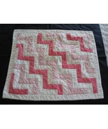 Chaps PINK &amp; WHITE PATCHWORK Cotton Buttoned PILLOW SHAM - 27-1/2&quot; x 22-... - £6.81 GBP