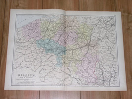 1891 Antique Map Of Belgium Brabant Flanders Hainaut Namur Liege Antwerp Limburg - £14.16 GBP