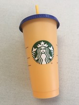 Starbucks Color Changing Reusable Cold Cup - Marigold with Cobalt Lid (Used) - £5.43 GBP