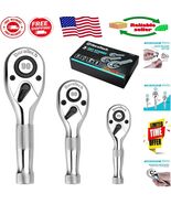 3PCS Stubby Ratchet Wrench Set - 90-Tooth Alloy Steel with Quick-Release... - $1,050.60 MXN
