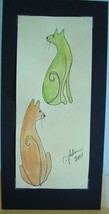 Original Fine Art Watercolor Painting Cats Aceo = Carrots + Celery = C Peterson - £42.80 GBP
