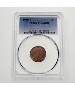 1910-S 1C Lincoln Cents Classé Par PCGS Comme MS64RB ! Superbe Penny - $394.76 CAD