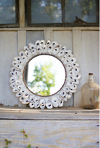 Handcrafted Large Round Oyster Shell Wall Mirror - £157.30 GBP