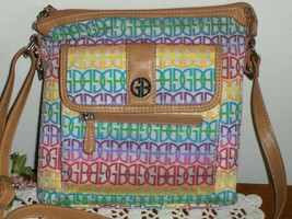 Giani Bernini Crossbody Organizer Bag Multi Color Rainbow Logo Purse Pur... - £19.65 GBP