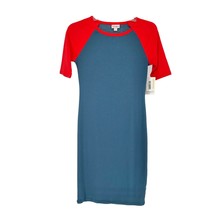 LuLaRoe Retired Julia Dress XXS Blue with Red Raglan SS Form Fitting NWT - £14.79 GBP