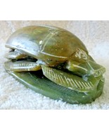 Egyptian Scarab Beetle with Detailed Carved Hieroglyphics Solid Marble 4... - $79.20