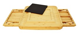 Large Bamboo Cheese Board With Knife Set - Carrying Case: 14&quot; x 14&quot; x 1.5&quot; - £25.39 GBP