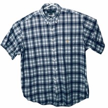 Lauren Ralph Lauren Button Up Shirt Mens XL Short Sleeve Navy Blue Plaid... - £25.48 GBP
