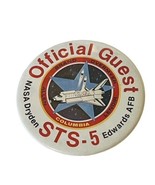 Nasa Pin Button Pinback Dryden Official Guest Edwards AFB Columbia Overm... - £23.36 GBP