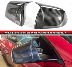 FIT TESLA MODEL Y 2020-2022 M STYLE REAL CARBON FIBER SIDE MIRROR COVERS... - £91.24 GBP