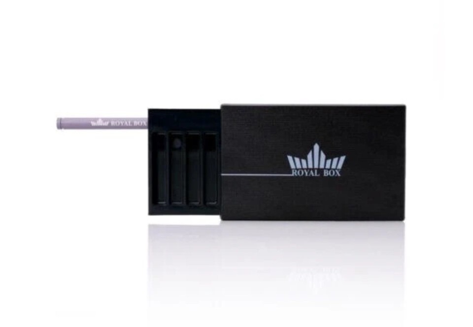 Original Royal Box Snuff Box Retro Black Built In 3”Metal Straw Safe Elegant New Item image 4