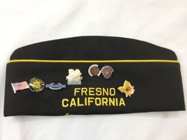 Veterans Of Foreign Wars Overseas Cap With Many Pins Vfw Garrison Hat Fresno Ca - $21.77