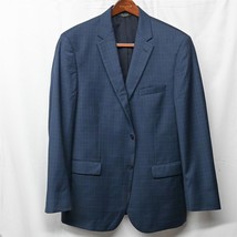 Jos A Bank 44L Blue Plaid Travelers Wool 2Btn Blazer Suit Jacket Sport Coat - £27.58 GBP