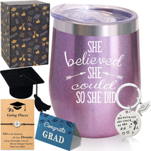Graduation Gifts, She Believed She Could so She Did, 12 Oz Stainless Steel Steml - £20.98 GBP
