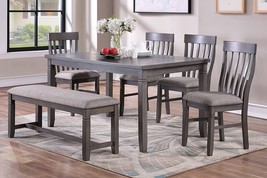 Belcourt 6-piece Dining Set in Dark Walnut Finish and Gray Cushion - £813.46 GBP