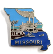 VTG Missouri State Map Riverboat Steamboat River Boat Enamel Pin Souveni... - $186.21 MXN
