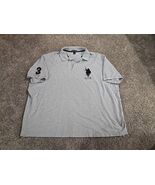 U.S. Polo Assn. Big Pony Logo Polo Shirt Mens Sz 5XL Gray Navy Blue Prep... - $27.47
