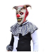 Mens Clown Costume For Halloween Party Black and White with Mask JESTER - $44.44 CAD