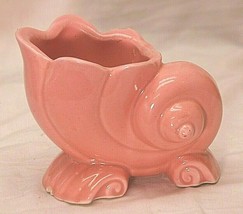 Sea Shell Succulent Planter Nautilus Style Pink Ceramic Vintage 1950s MCM - £19.77 GBP