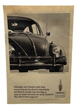 Volkswagen Beetle Print Ad 1963 Vintage Uses Champion Spark Plugs Origin... - £7.86 GBP
